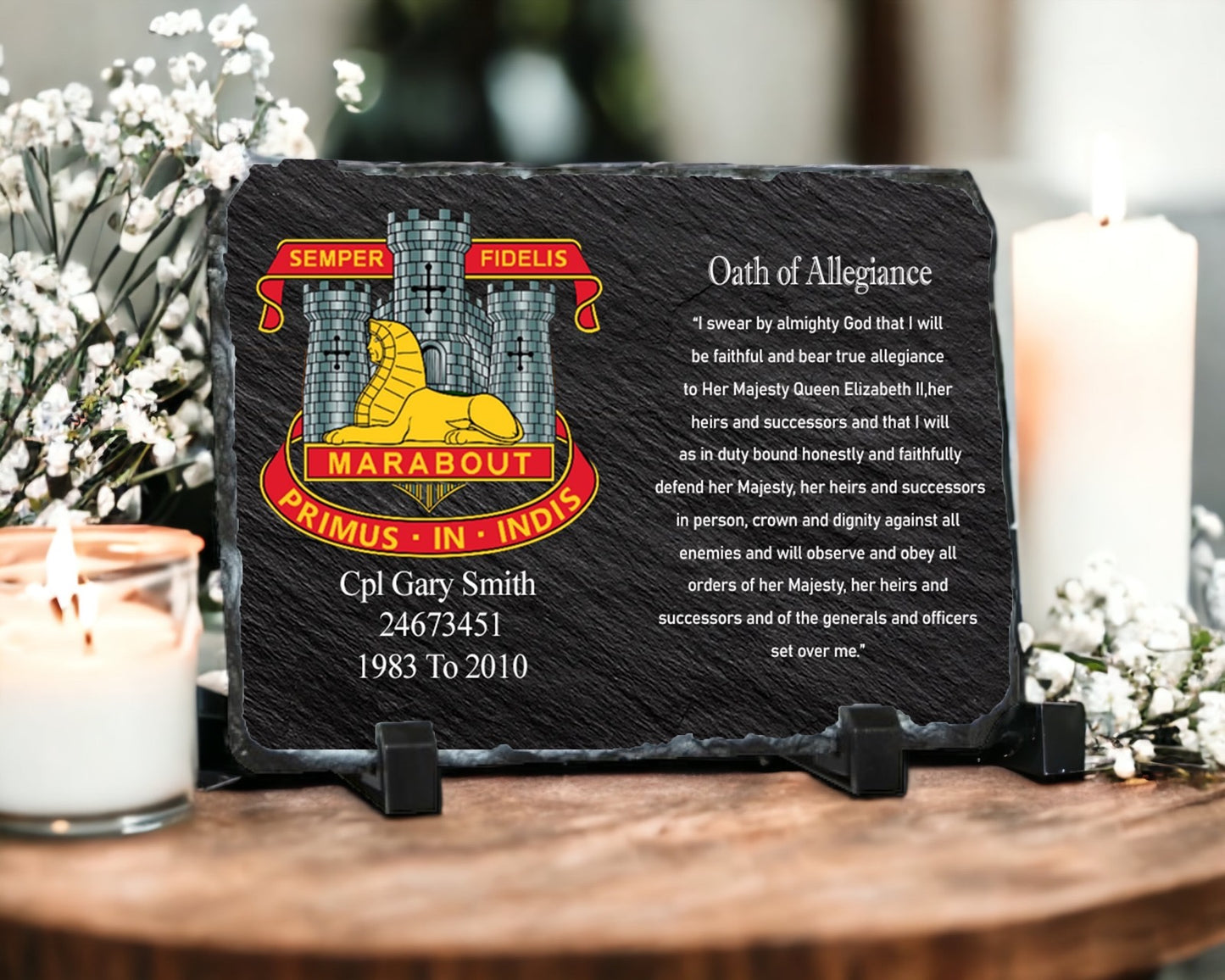 Devon and Dorset Regiment Oath of Allegiance slate