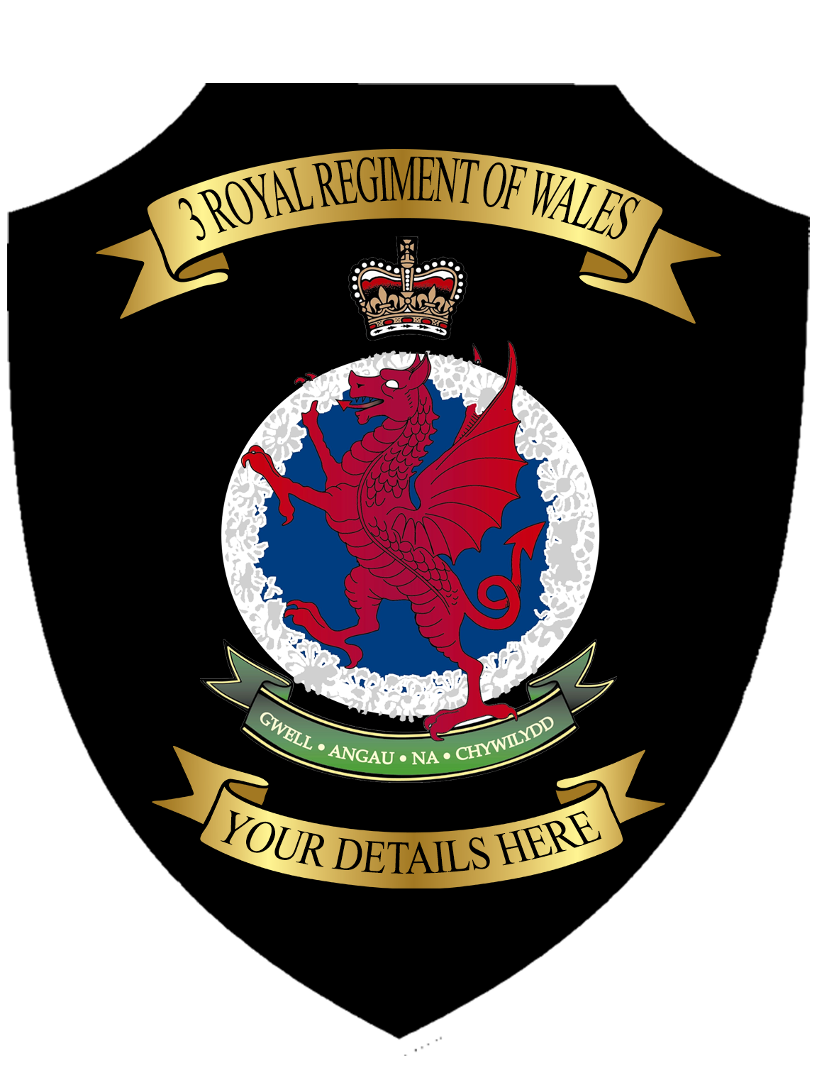 Personalised Royal Regiment of Wales Shield