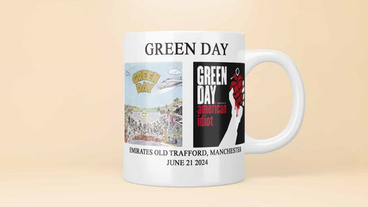 Green Day Manchester emirates mug, including set list