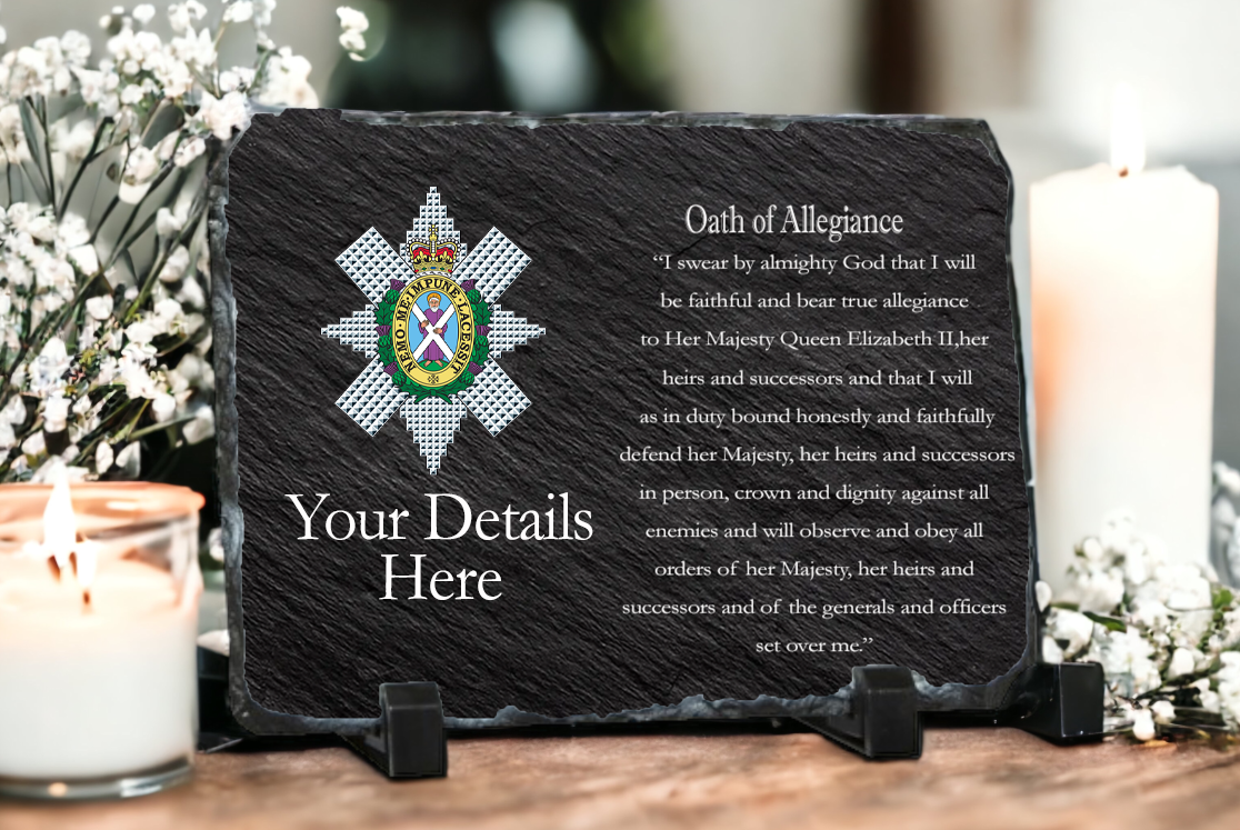 Personalised Black Watch  Oath of Allegiance Slate