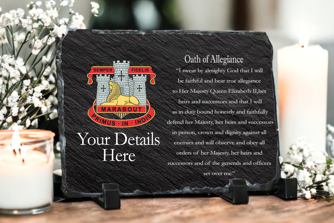 Personalised Devonshire and Dorset Regiment Oath of Allegiance Slate