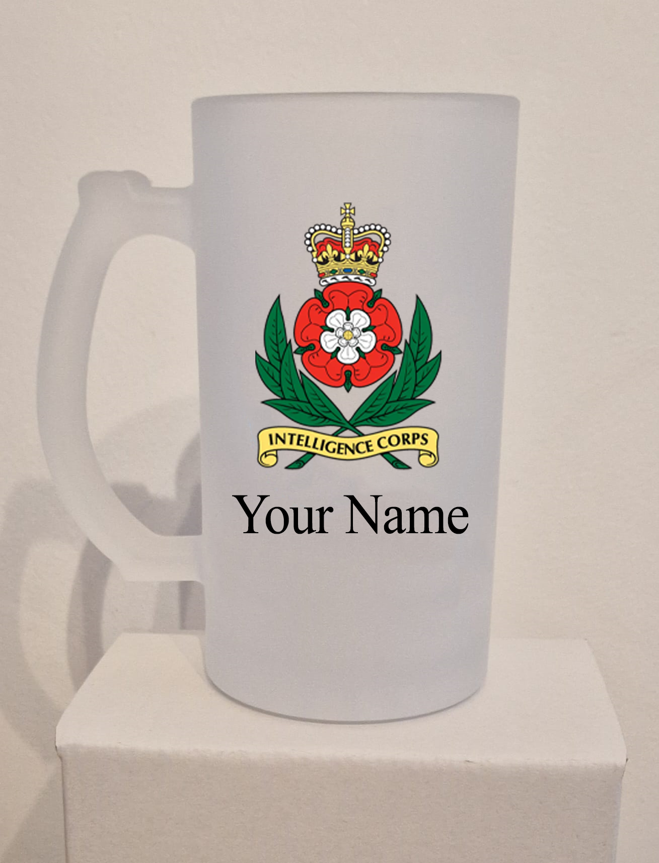 Personalised Intelligence Corps frosted glass Tankard