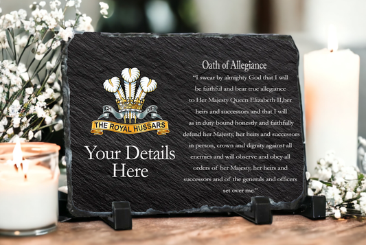 Personalised Royal Hussars (PWO) Oath of Allegiance Slate