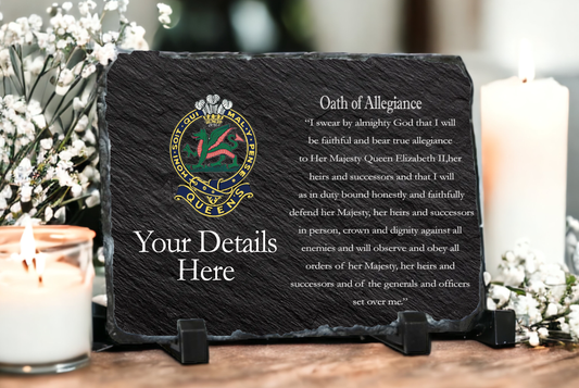 Personalised Queens Regiment Oath of Allegiance Slate