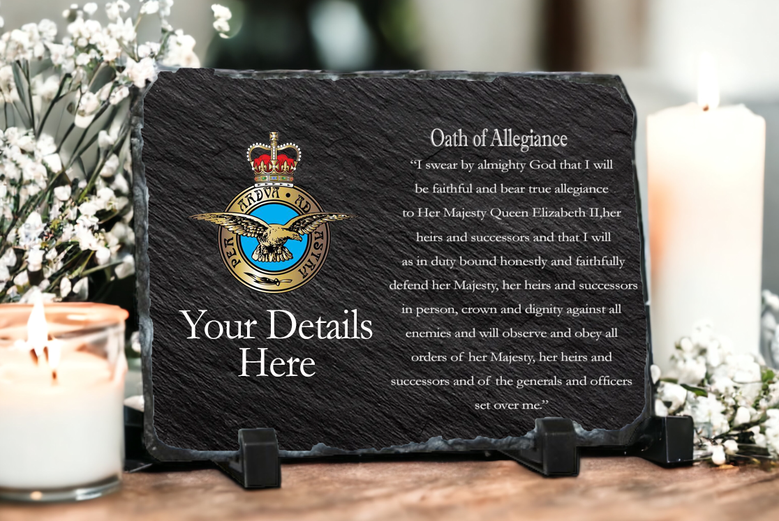 Personalised Royal Air Force Oath of Allegiance slate