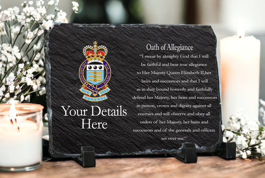 Personalised Royal Army Ordnance Corps Oath of Allegiance Slate