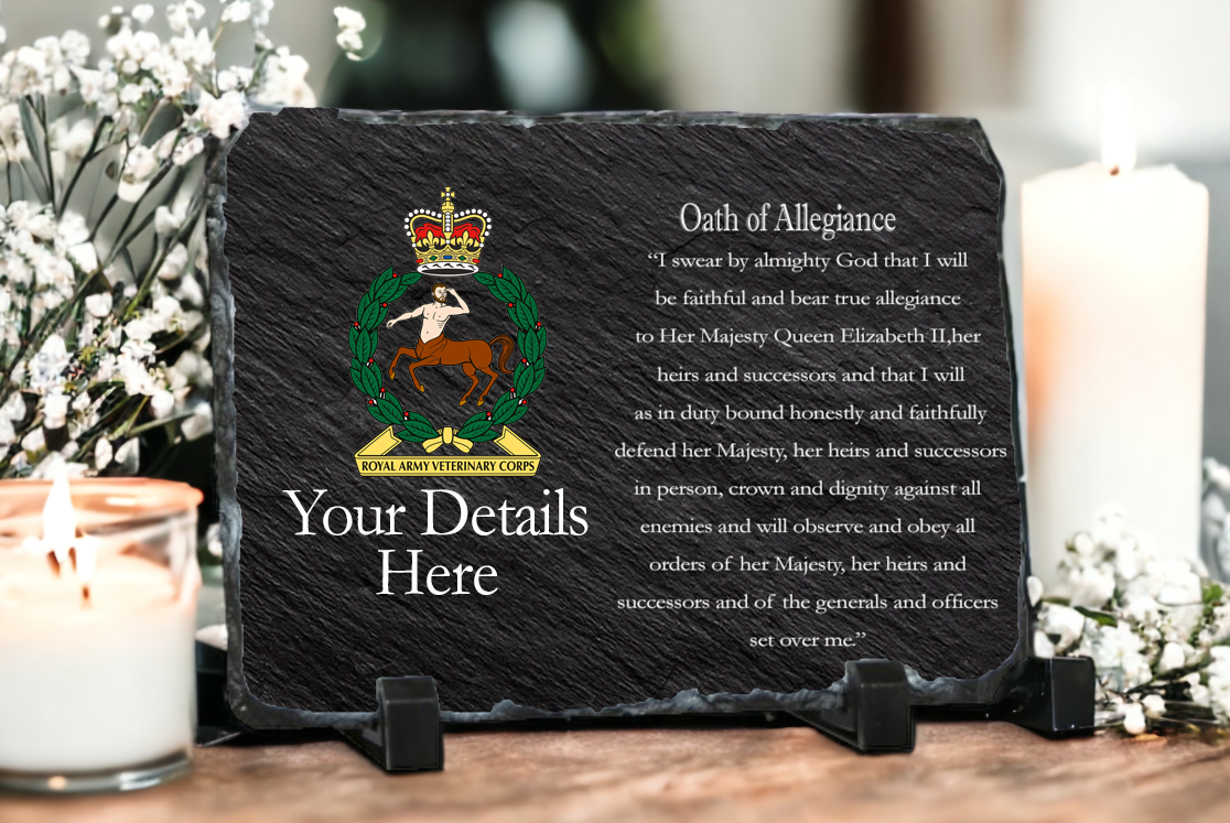 Royal Army Veterinary Corps Oath of Allegiance slate