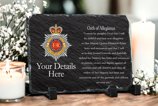 Personalised Royal Corps of Transport Oath of Allegiance Slate