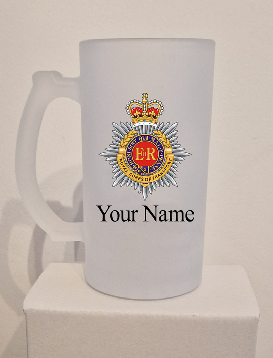 Personalised  Royal Corps of Transport  (RCT) Frosted Glass Tankard,