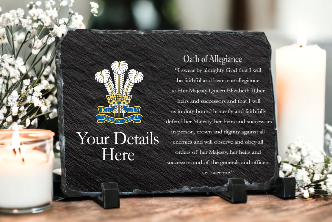 Personalised Royal Welsh Oath of Allegiance Slate