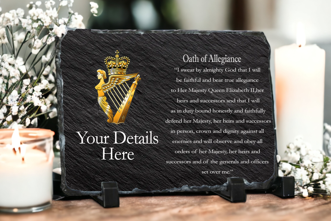 Personalised Ulster Defence Regiment Oath of Allegiance Slate