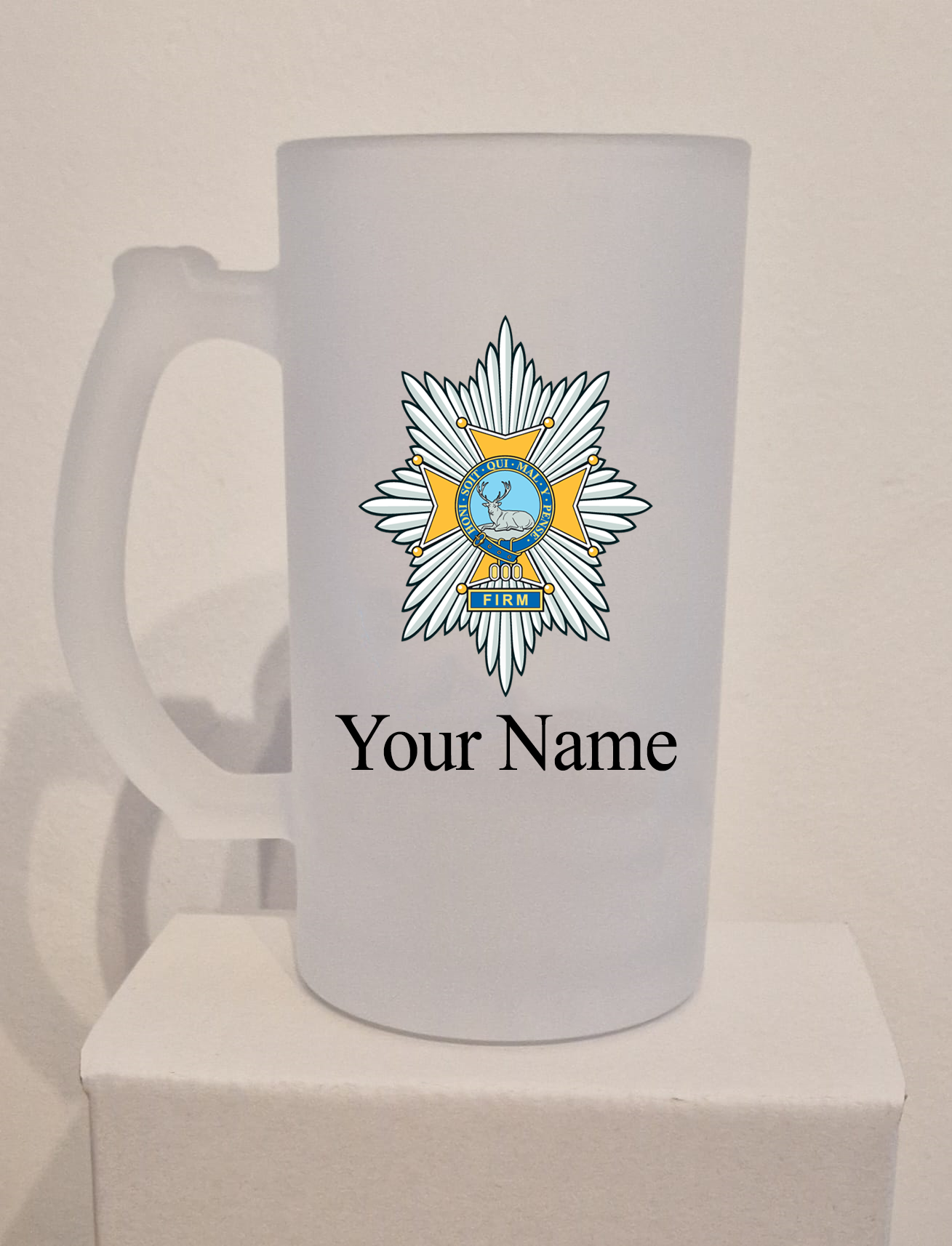 Personalised  Worchester and Sherwood Foresters Regiment Frosted Glass Tankard,