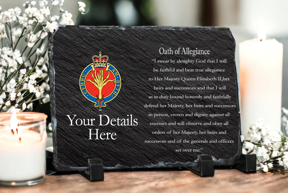 Personalised Welsh Guards Oath of Allegiance Slate