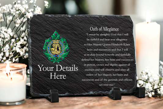 Personalised Argyll and Southerland Highlanders Oath of Allegiance Slate