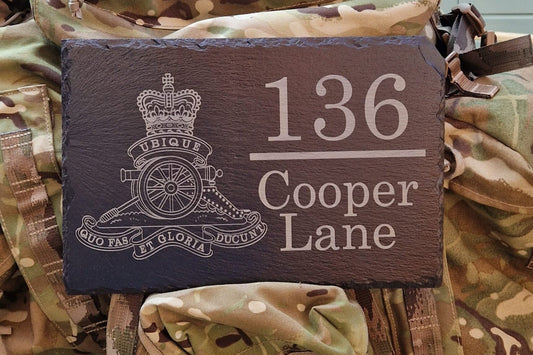 Engraved Royal Artillery Slate door plaque