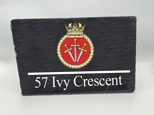 Colour  Royal Navy HMS Vengance wall plaque - personalised