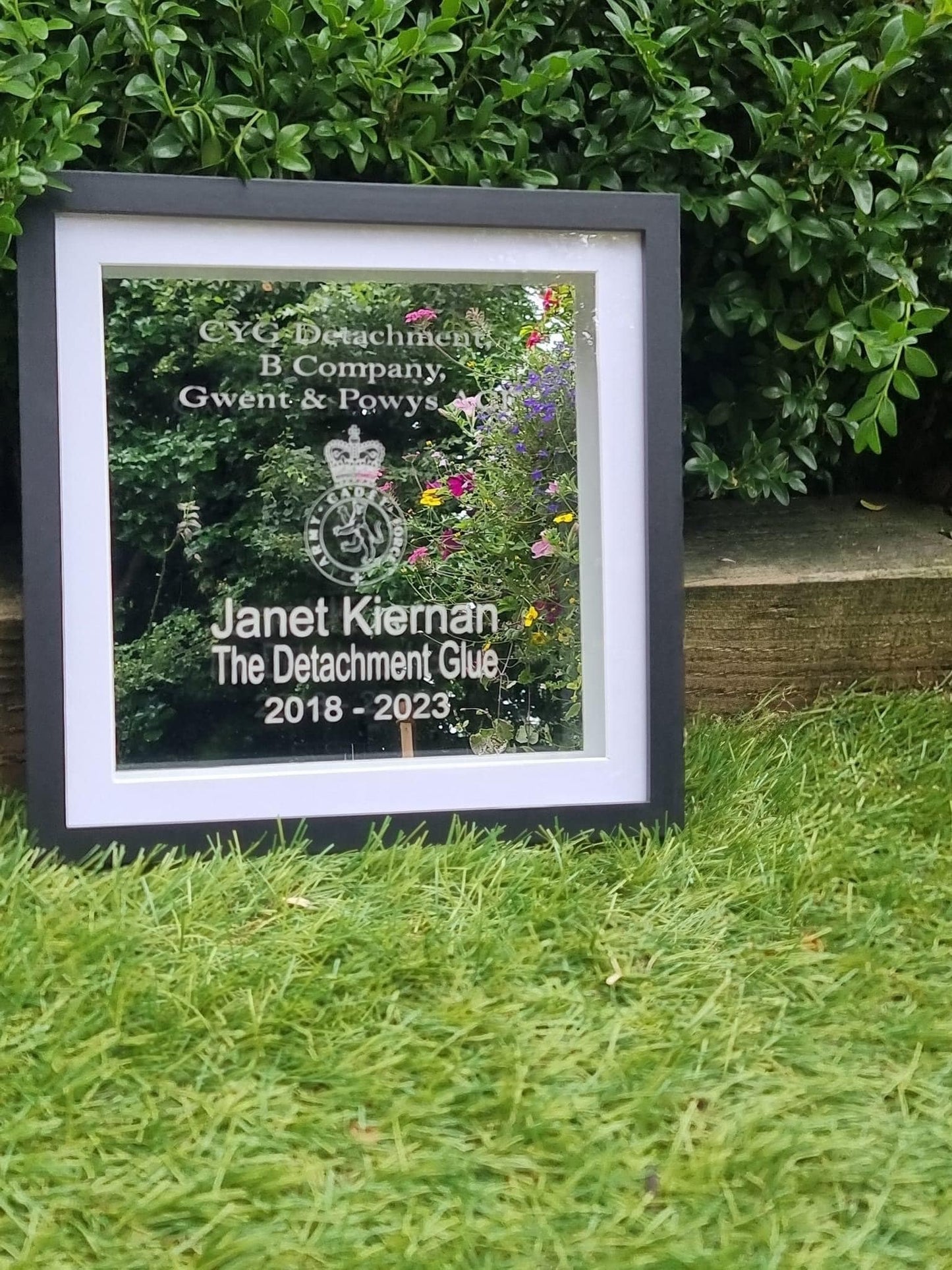 Laser engraved regimental mirror, beautiful gift for an award/gift or even a memorial, can be personalised to suit your needs