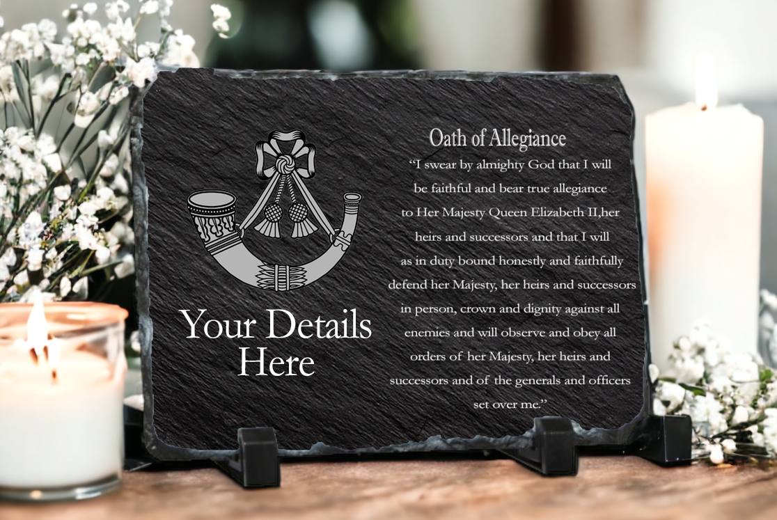 Personalised Light Infantry Oath of Allegiance Slate