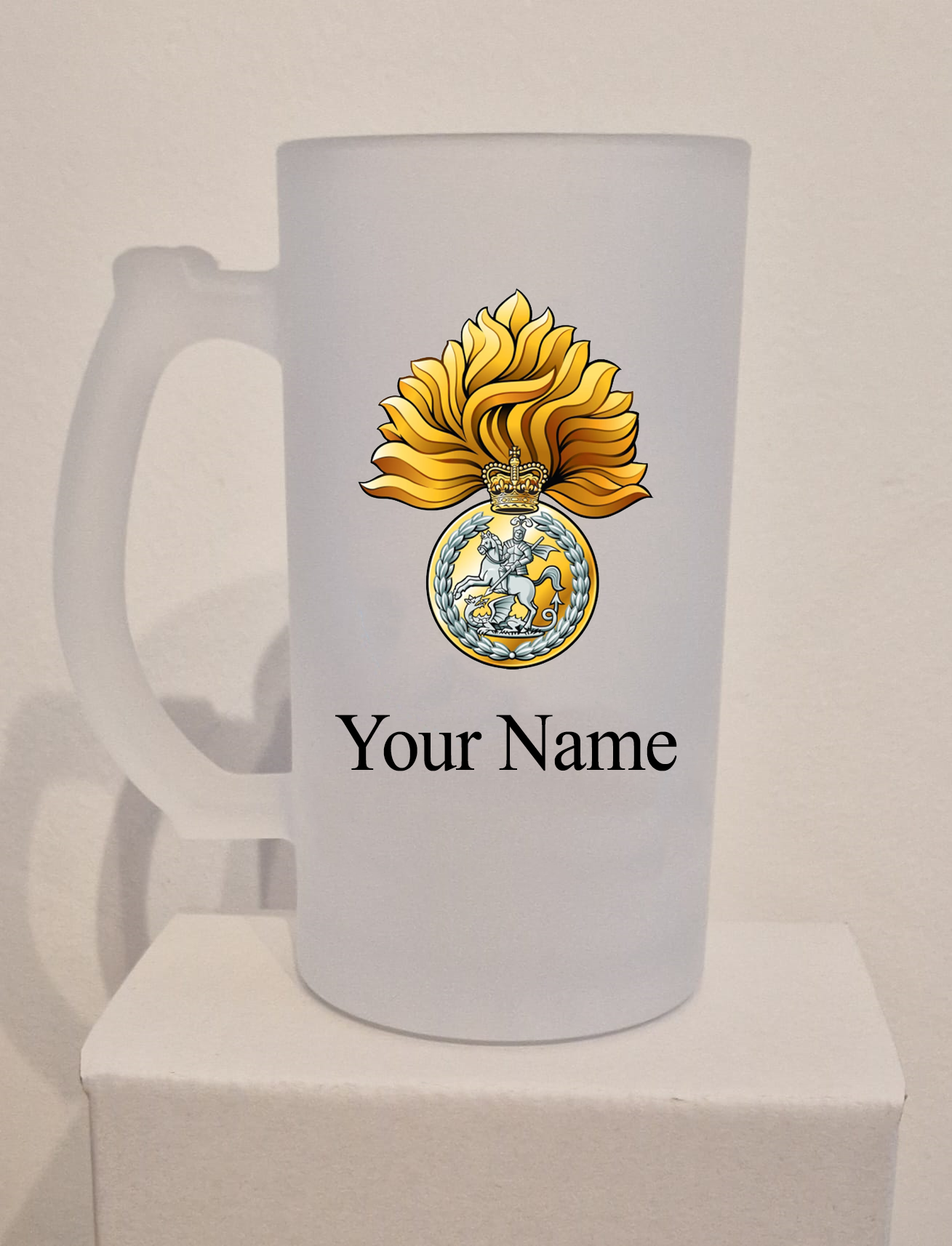 Personalised  Royal Regiment of Fusiliers Frosted Glass Tankard,