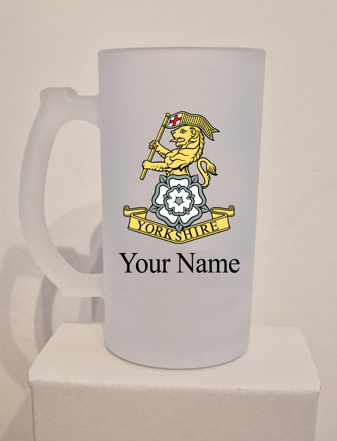 Personalised  Yorkshire Regiment Frosted Glass Tankard,